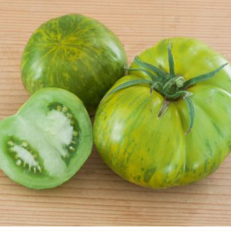 Tomat-Grøn Zebra  (Solanum lycopersicum ‘Green Zebra’) Økofrø fra bingenheimer. Mængde: ca. 33 frø